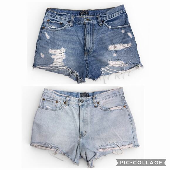 Abercrombie & Fitch Pants - Abercrombie & Fitch Shorts 2 Pair Blue Jean Annie High Rise Cutoff Distressed 30